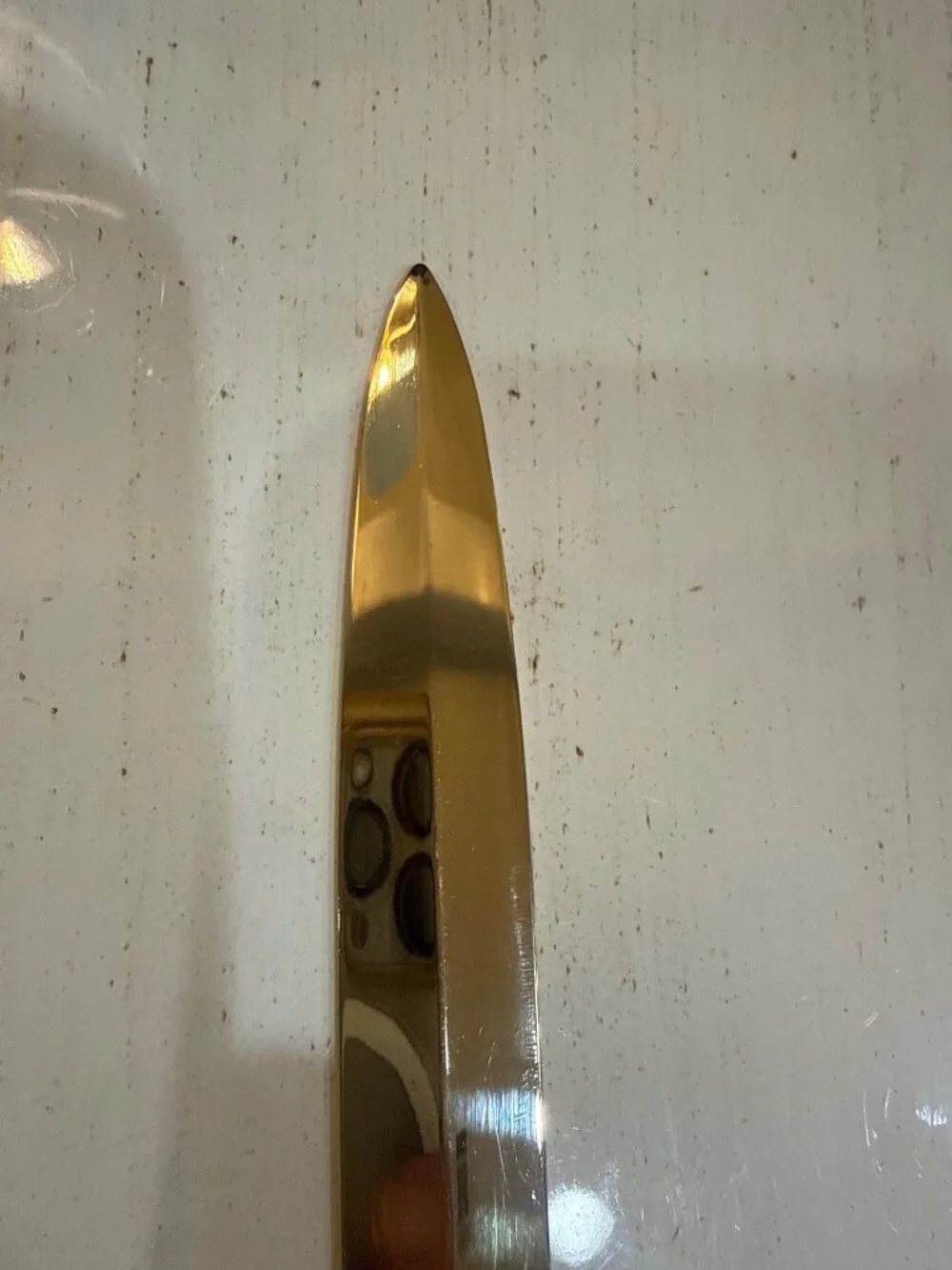 Vintage Minimalist Gold Tone Brass Letter Opener | Mid-Century Modern Desk Acces